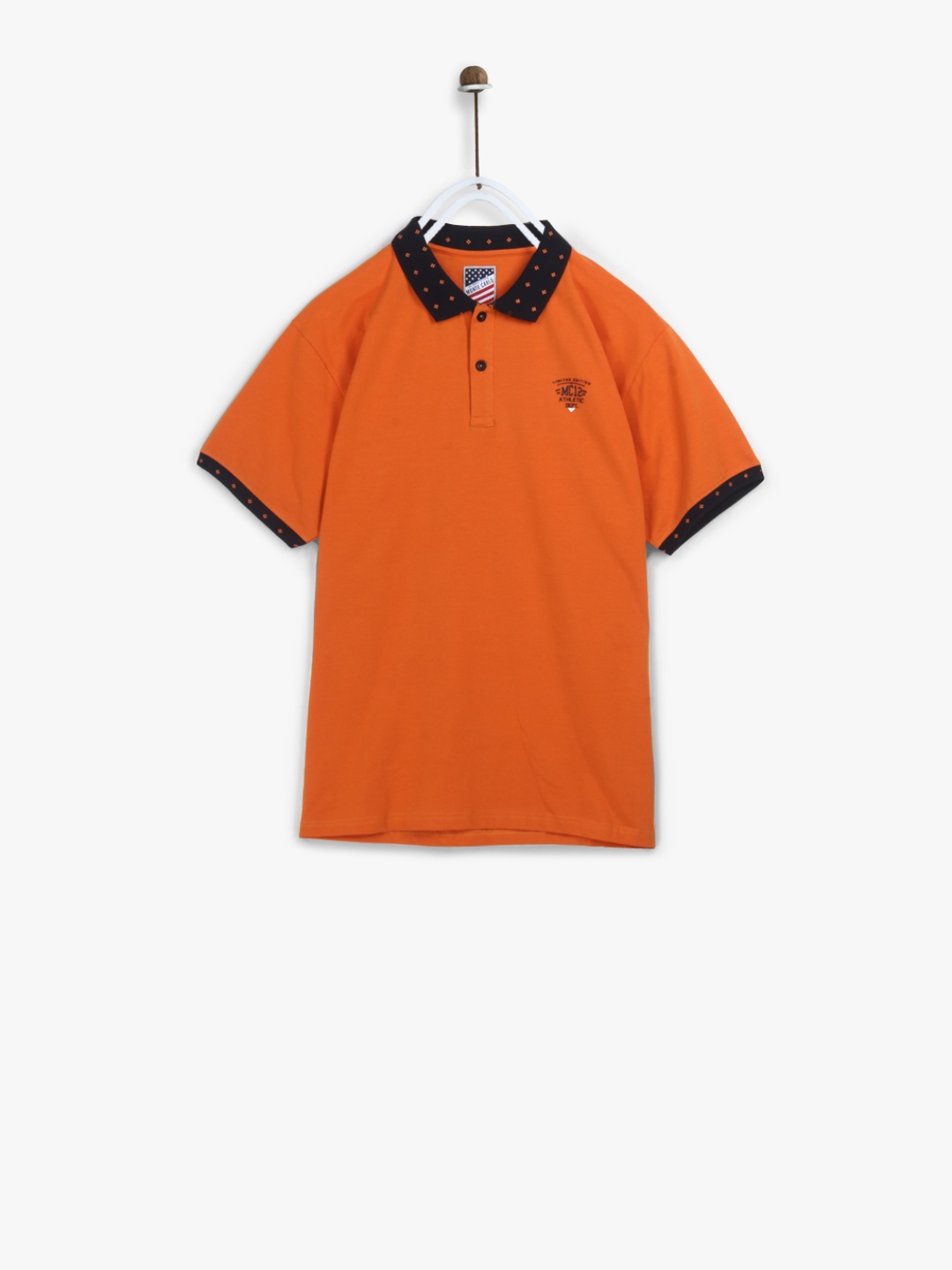 

Monte Carlo Boys Orange Printed Polo Collar T-shirt