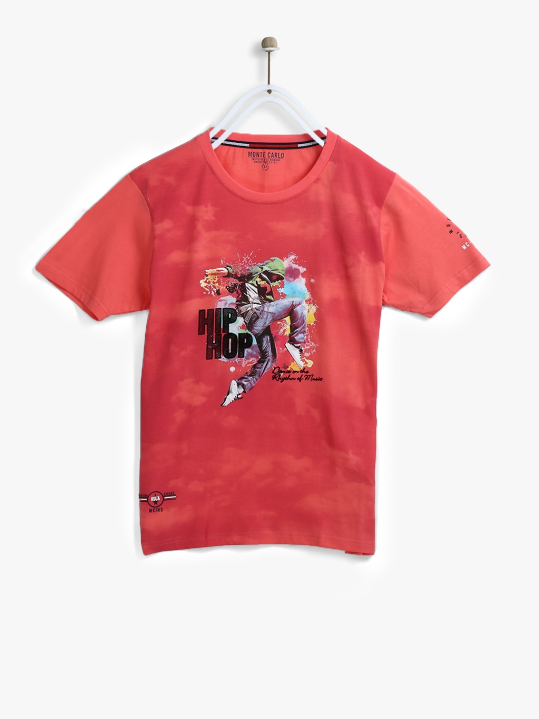 

Monte Carlo Boys Coral Red Printed Round Neck T-Shirt