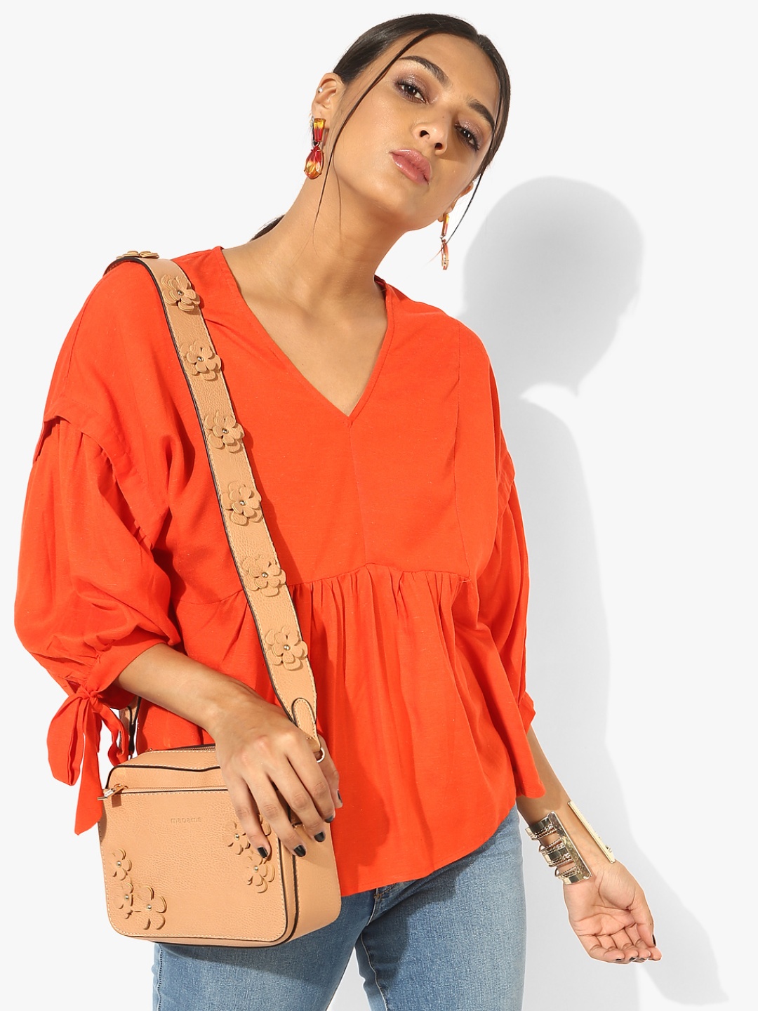 

MIAMINX Women Orange Solid A-Line Top