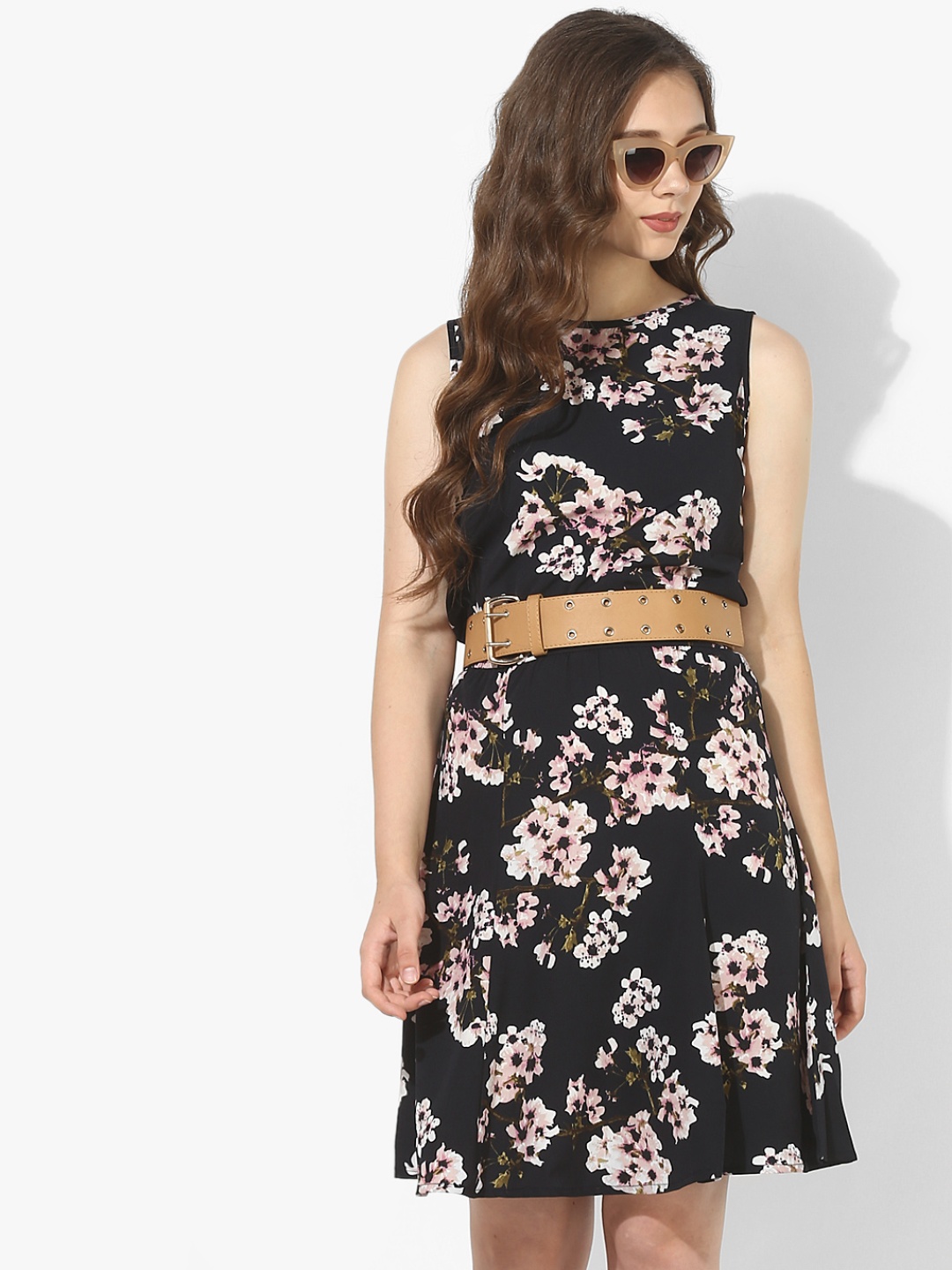 

MIAMINX Women Black Printed A-Line Dress
