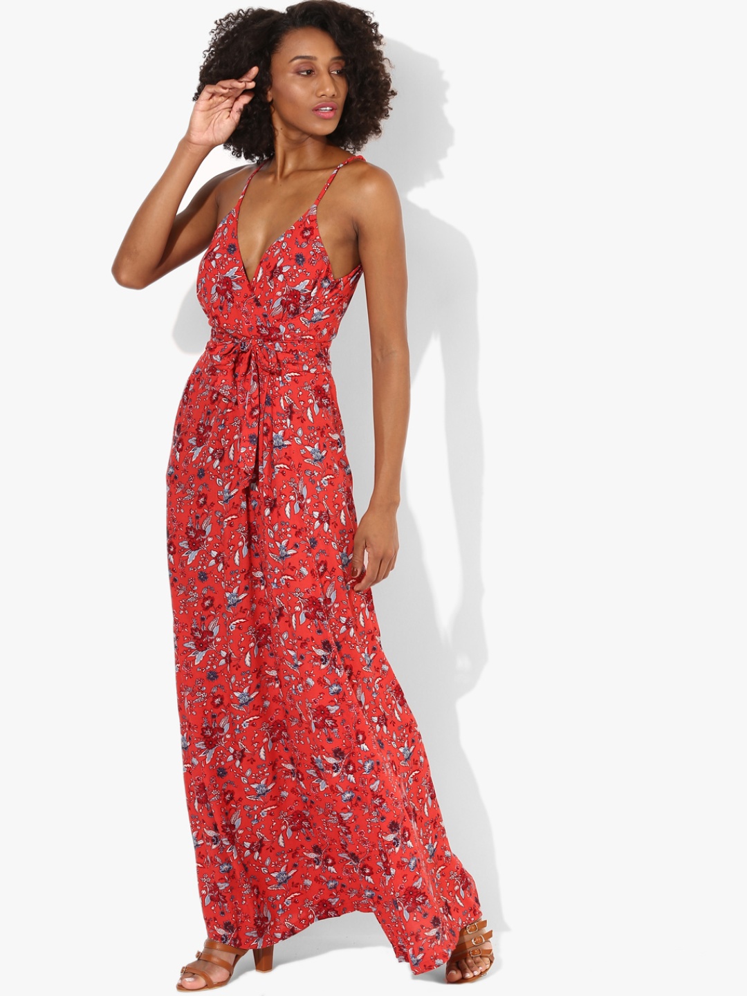 

MIAMINX Women Red Printed Maxi Dress