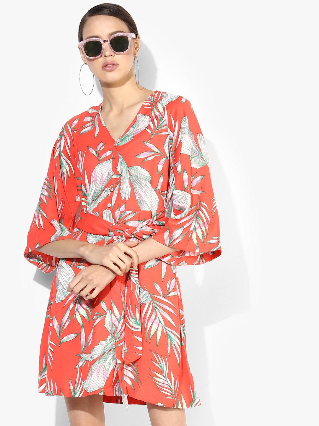 

MIAMINX Women Rust Printed A-Line Dress