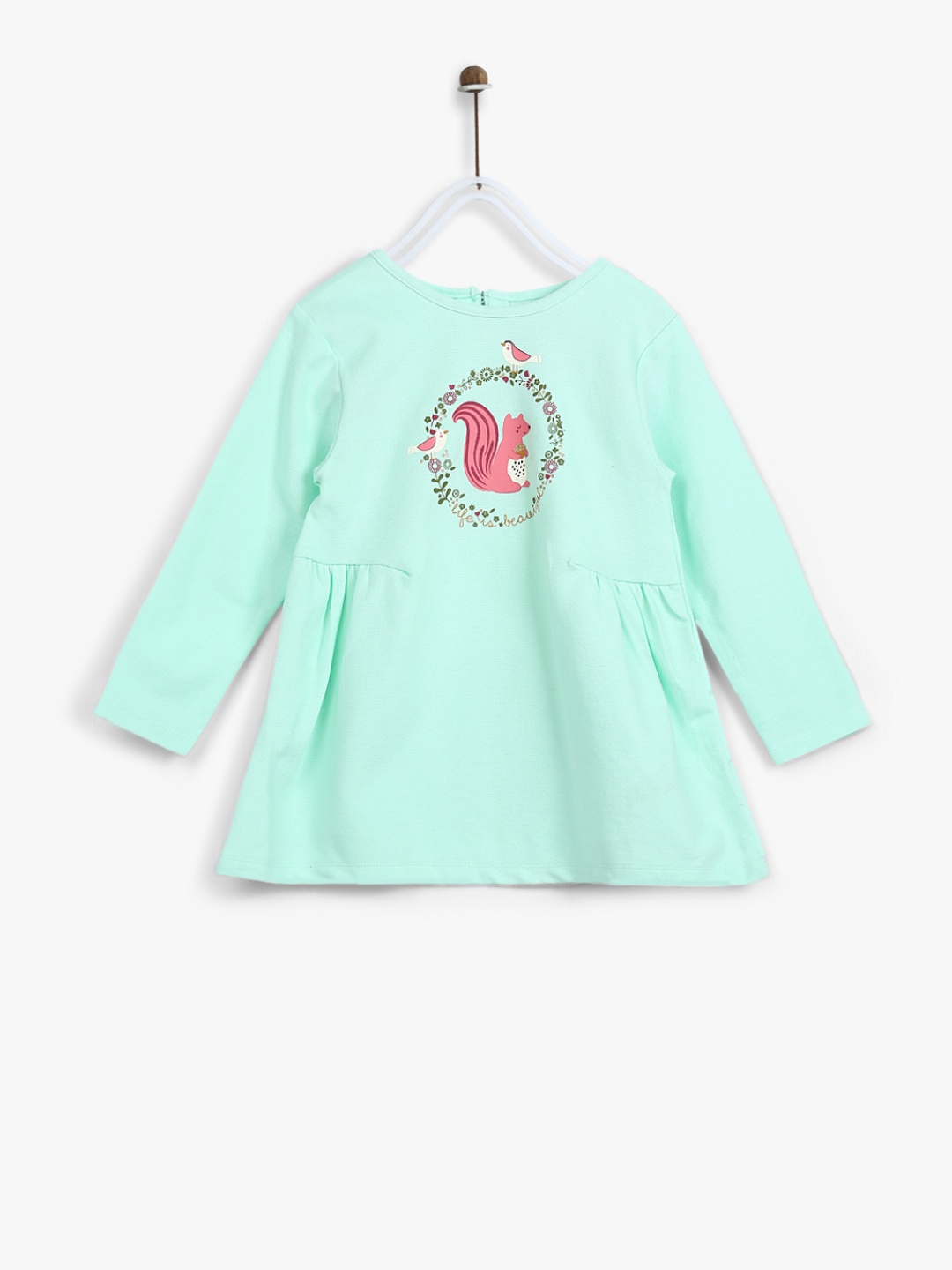 

MINI KLUB Girls Sea Green Printed A-line Top