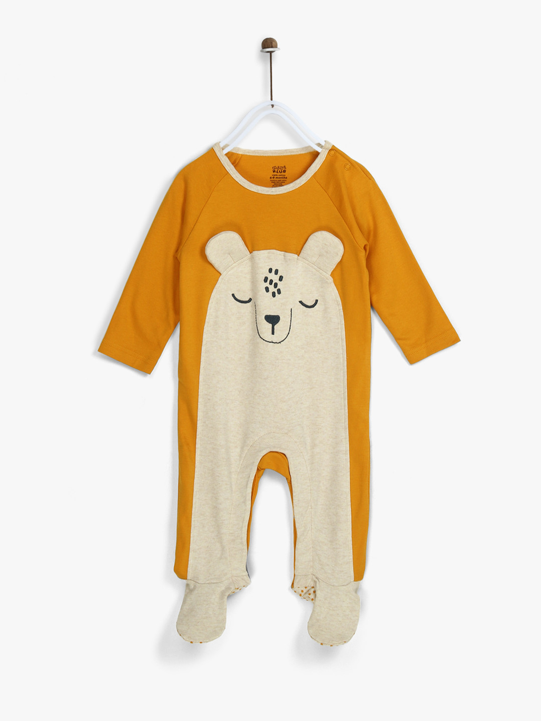 

MINI KLUB Boys Beige & Mustard Brown Colourblocked Cotton Sleepsuit