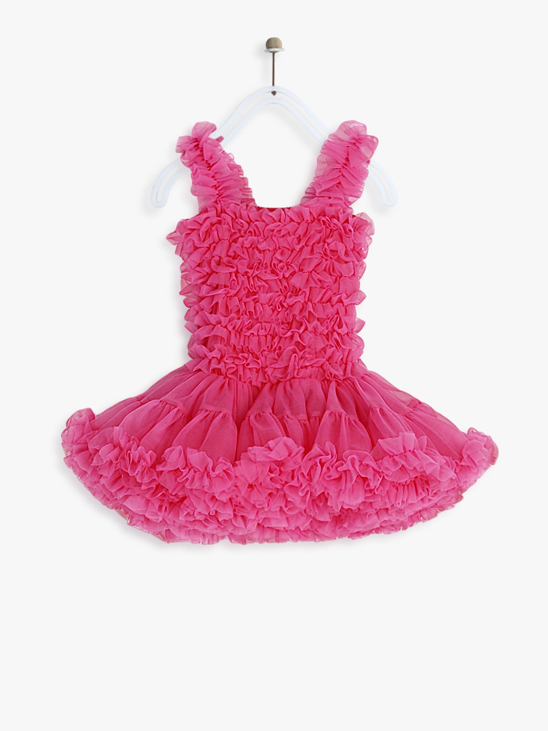 

Anna Maria Girls Pink Solid Ruffle Detail Fit and Flare Dress