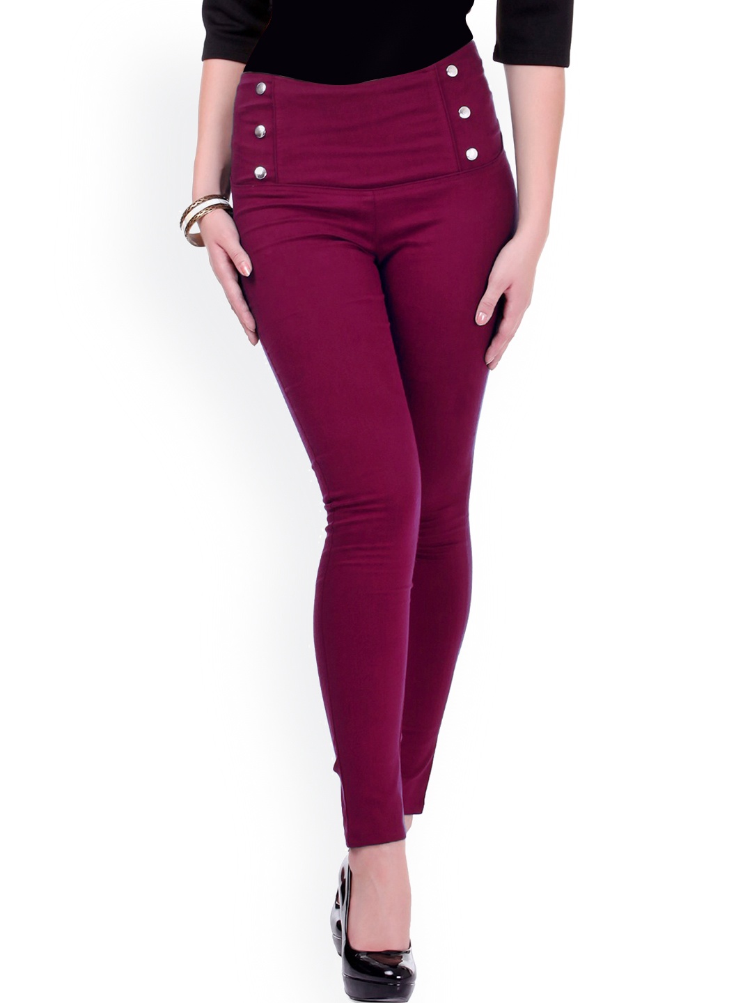 

SASSAFRAS Burgundy Skinny Fit Jeggings