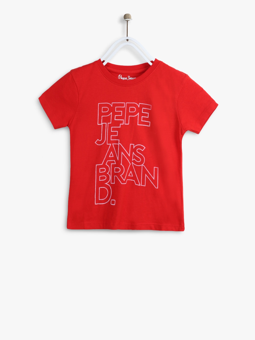 

Pepe Jeans Boys Red Printed Pure Cotton T-shirt