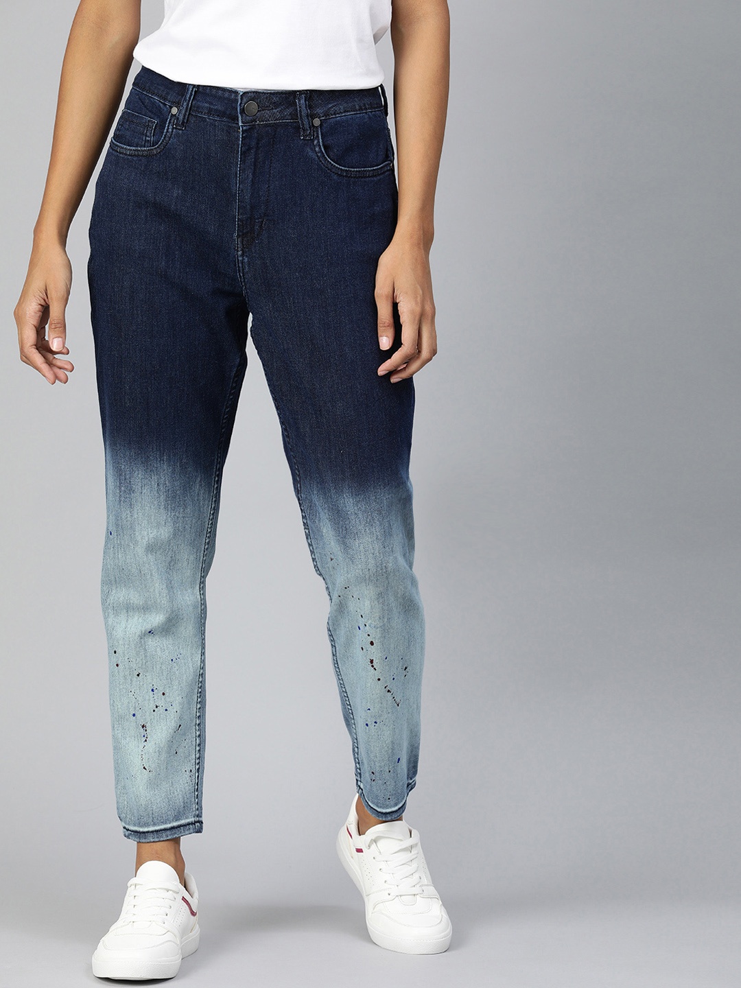 

Mast & Harbour Women Blue Boyfriend Fit Mid-Rise Clean Look Stretchable Cropped Jeans