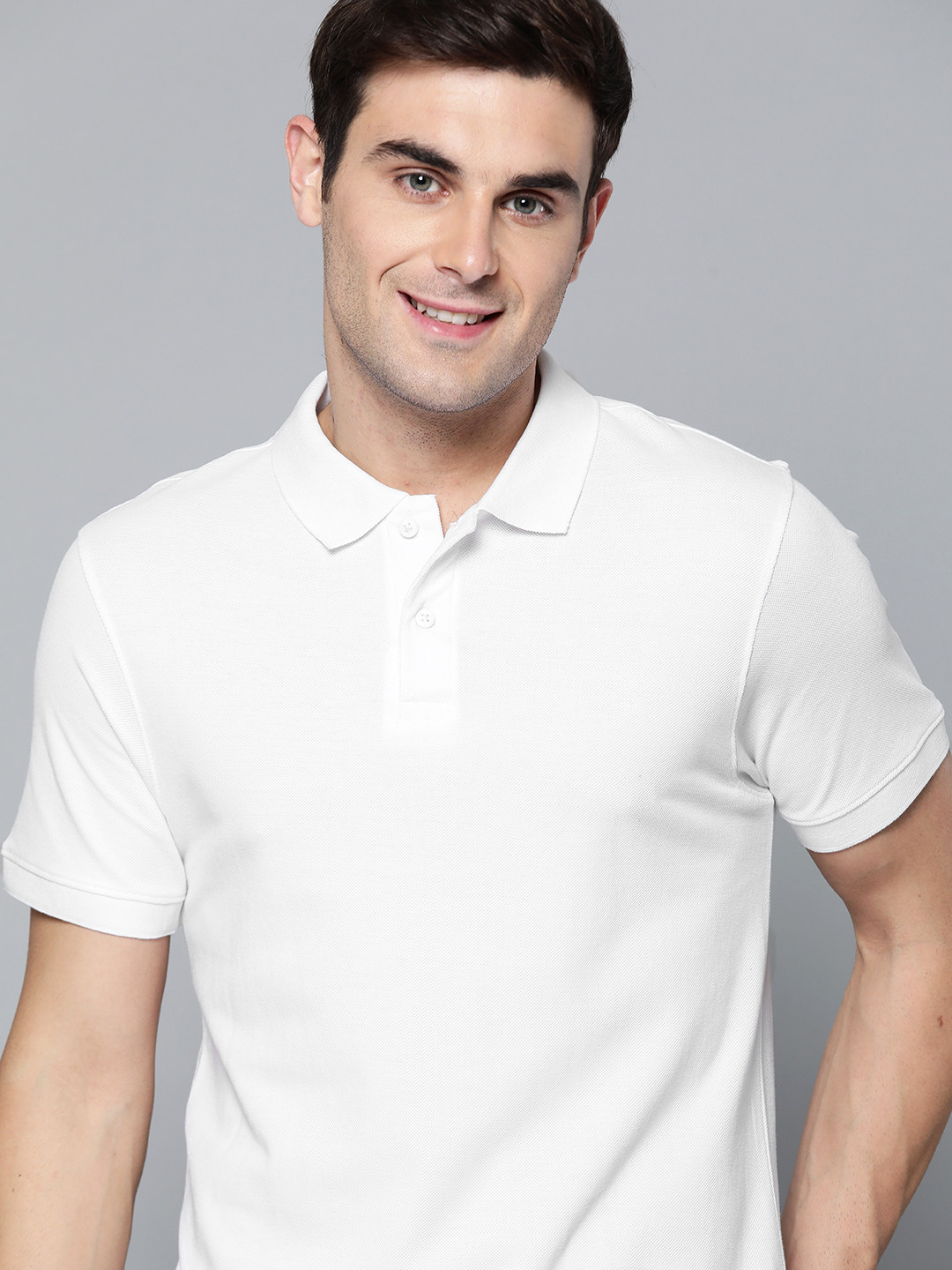 

Mast Harbour Men White Solid Polo Collar Pure Cotton T-shirt