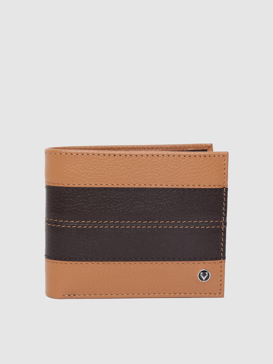 

Allen Solly Men Brown Colourblocked Leather Two Fold Wallet