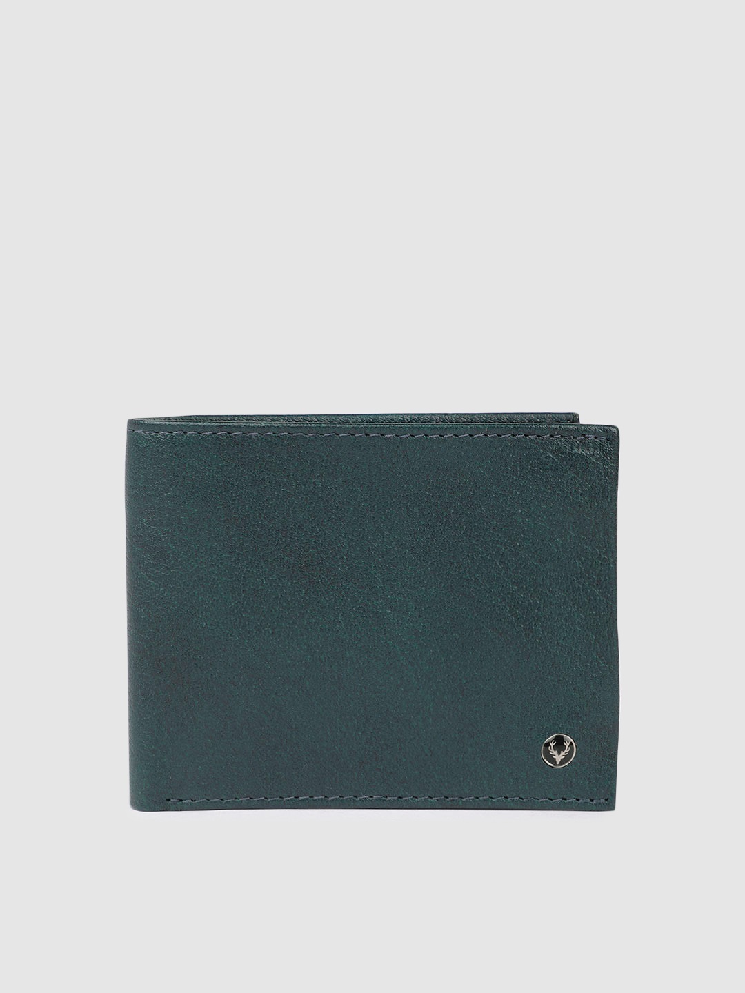 

Allen Solly Men Abstract Textured Leather Two Fold Wallet, Teal