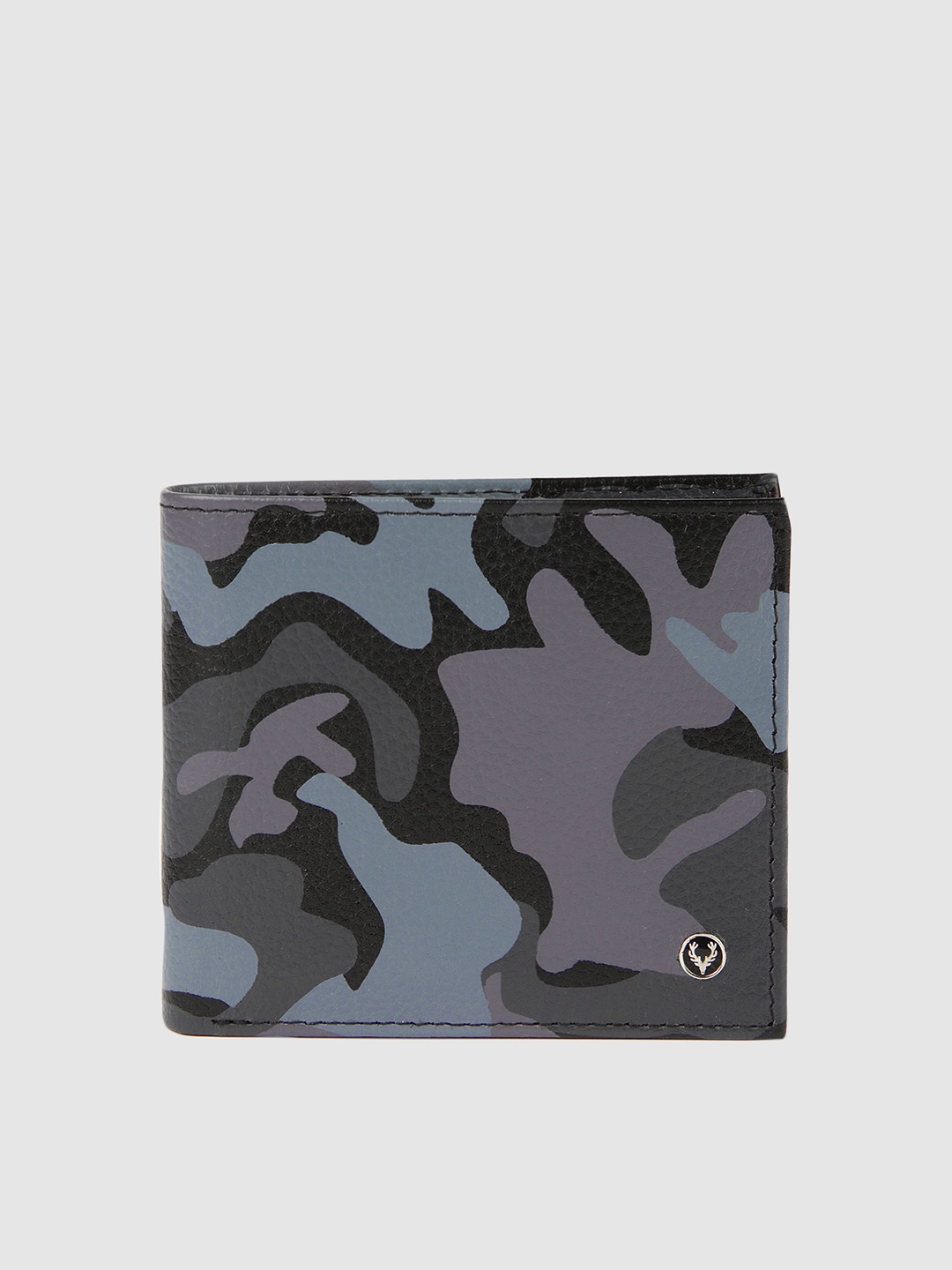 

Allen Solly Men Black & Grey Camouflage Printed Two Fold Leather Wallet