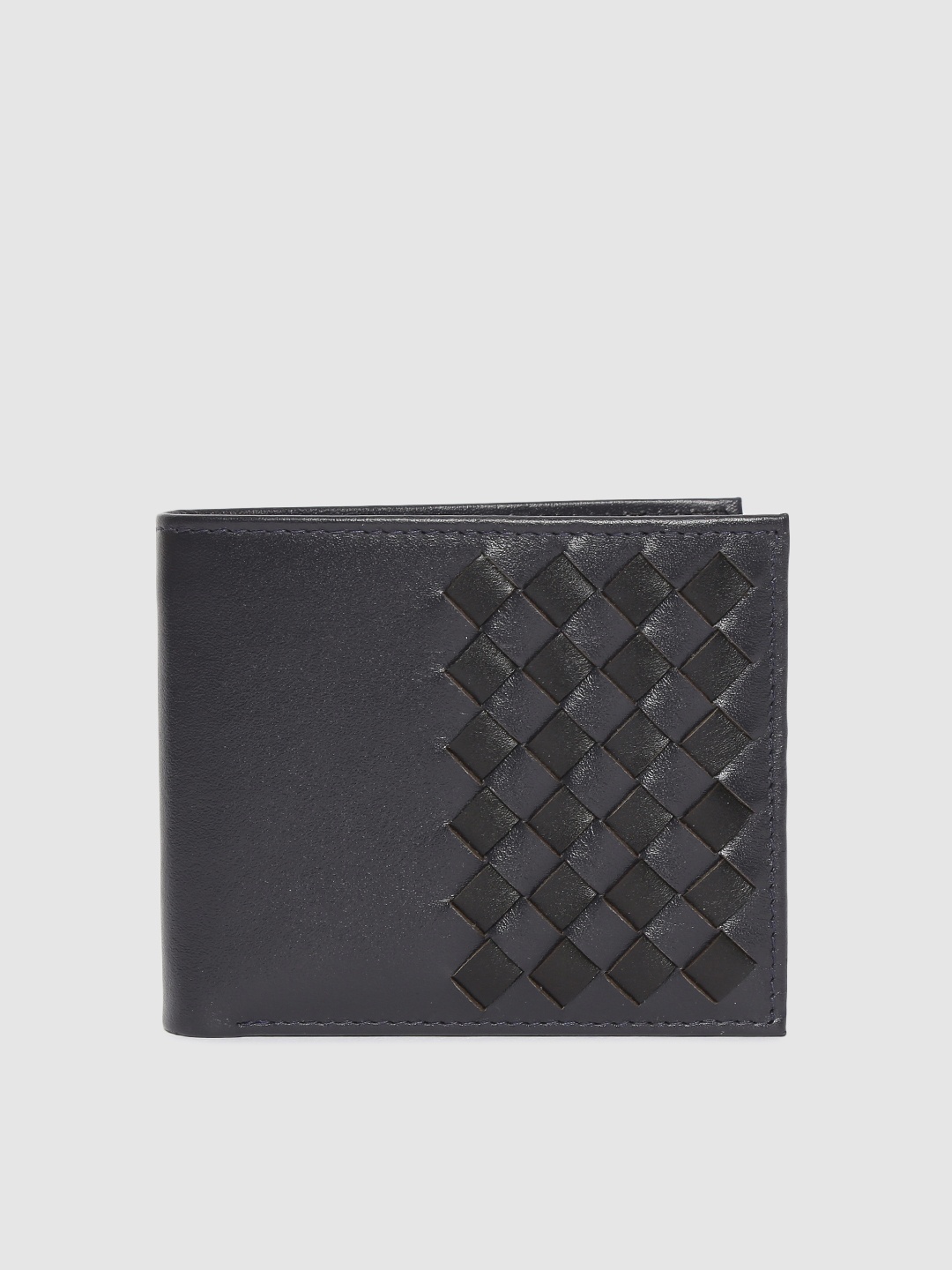 

Allen Solly Men Navy Blue Leather Textured Two Fold Wallet