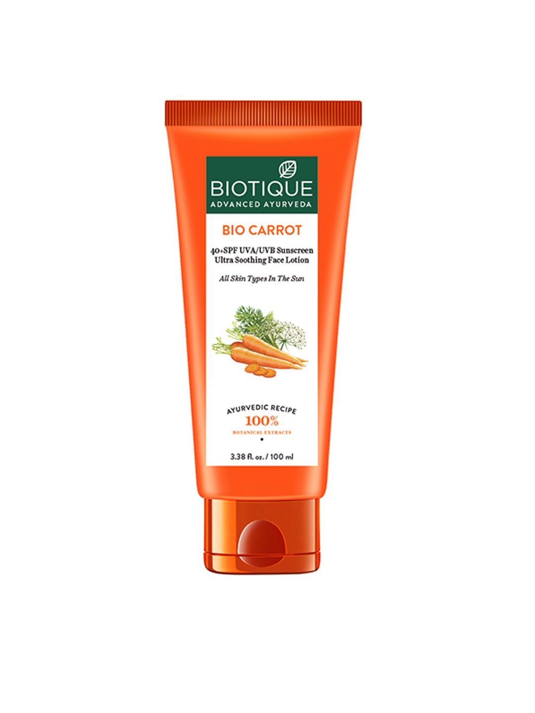 

Biotique Unisex Bio Carrot SPF 40 Ultra Soothing Sunscreen Lotion - 100 ml, Orange