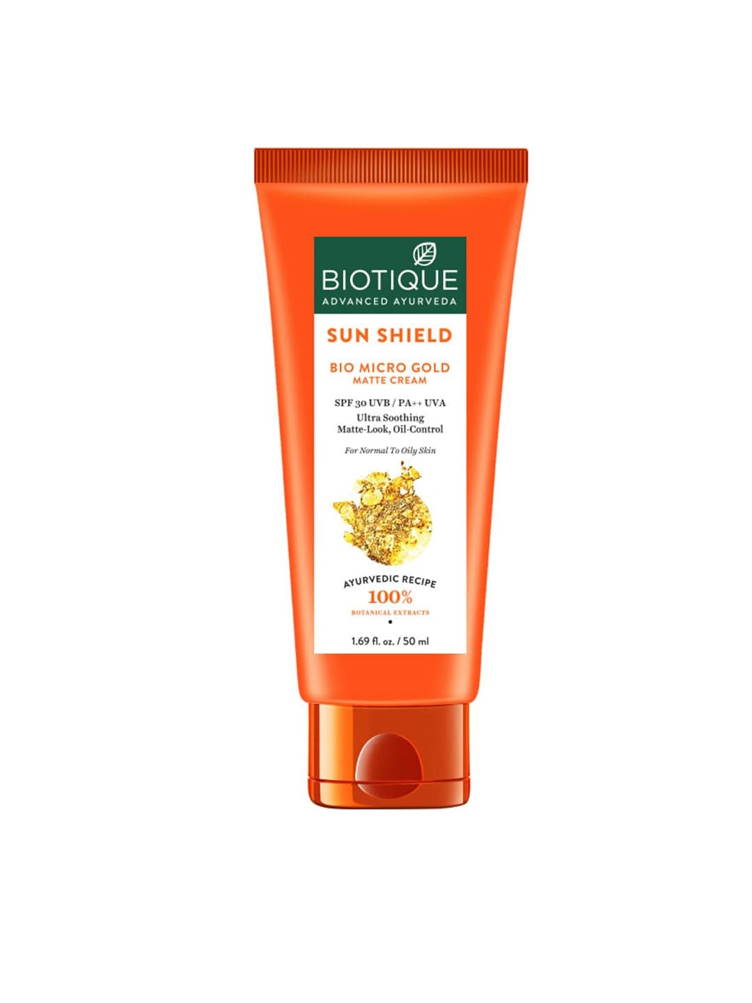 

Biotique Unisex Sun Shield SPF 30 UVB/PA++ UVA Bio Micro Gold Matte Sunscreen Cream 50 ml, Orange