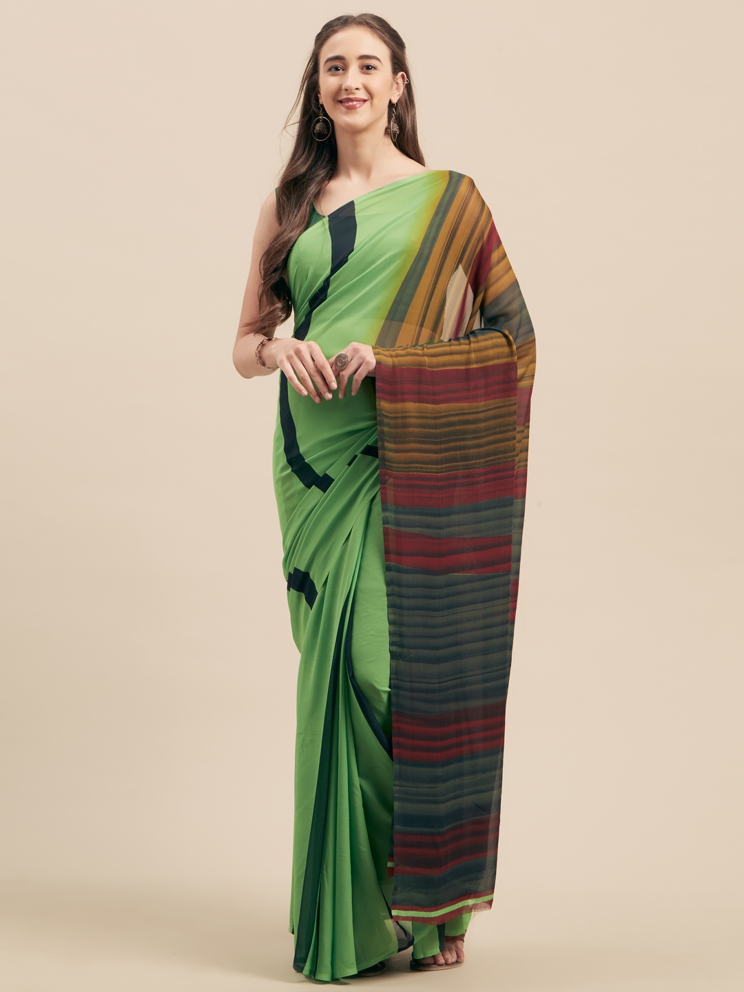 

KALINI Green Printed Poly Georgette Saree