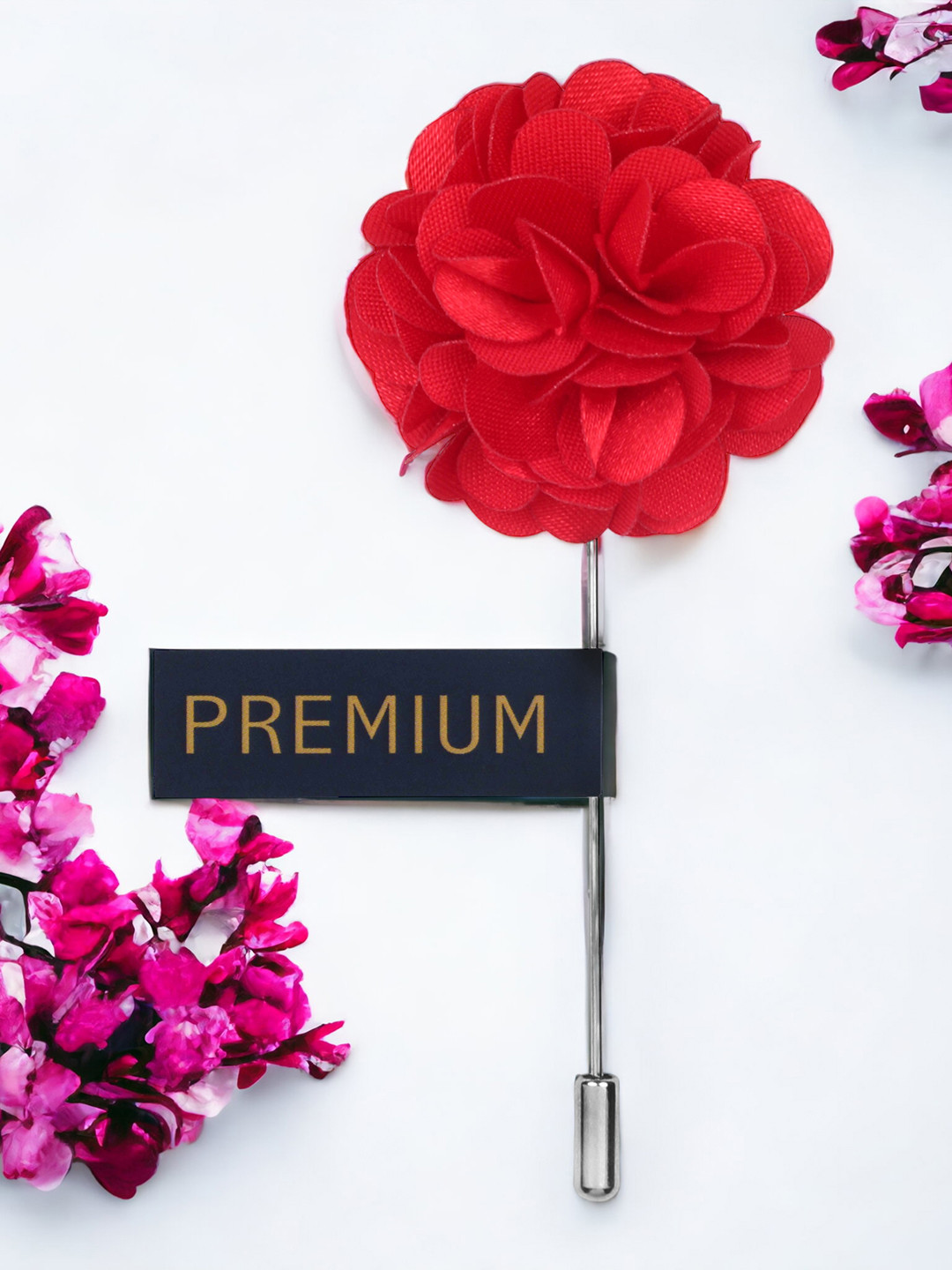 

PELUCHE Red Floral Petals Brooch Lapel Pin