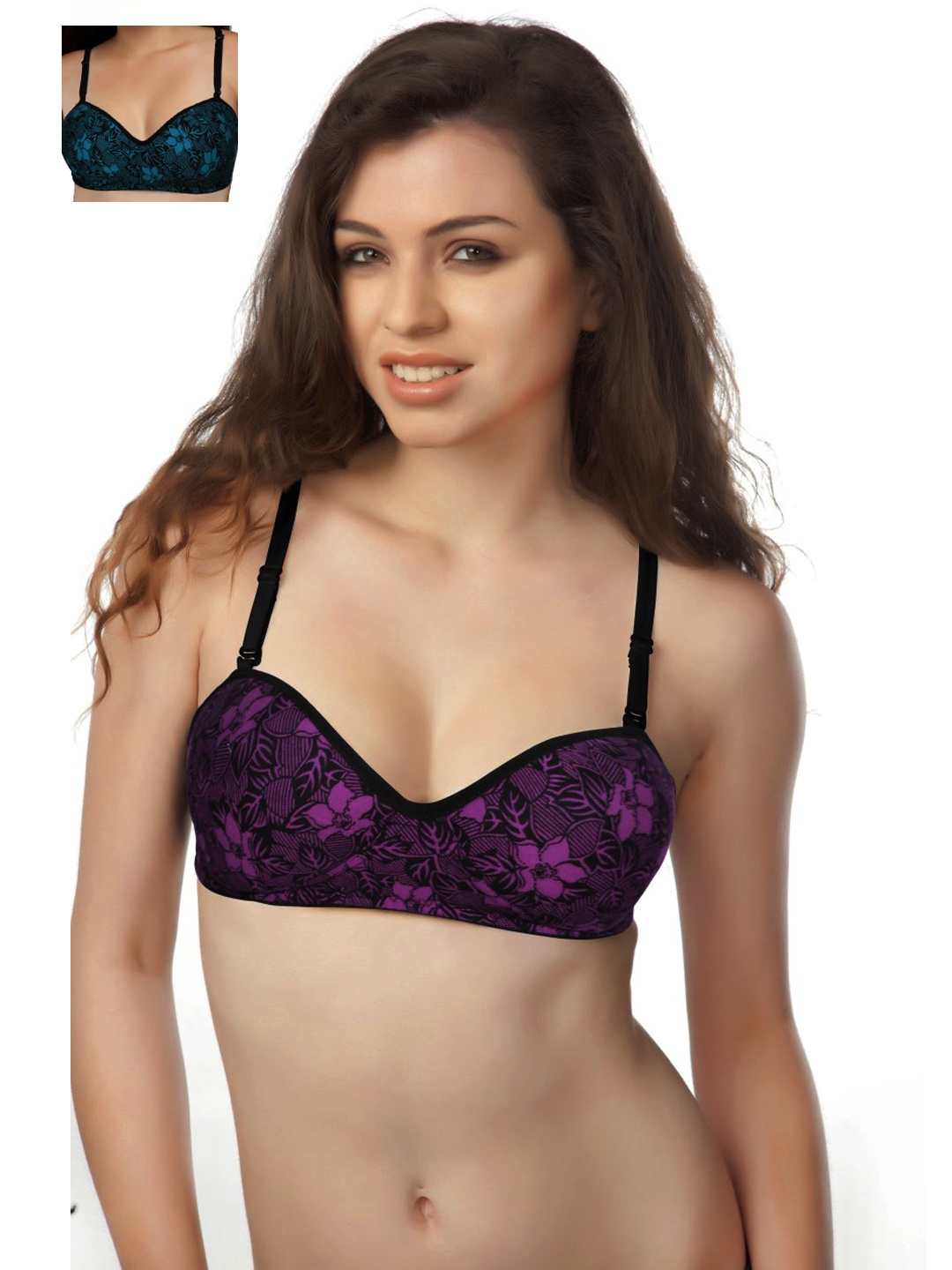 

Tweens Pack of 2 Printed Demi Cup T-shirt Bras TW-1232-1230-PR, Blue