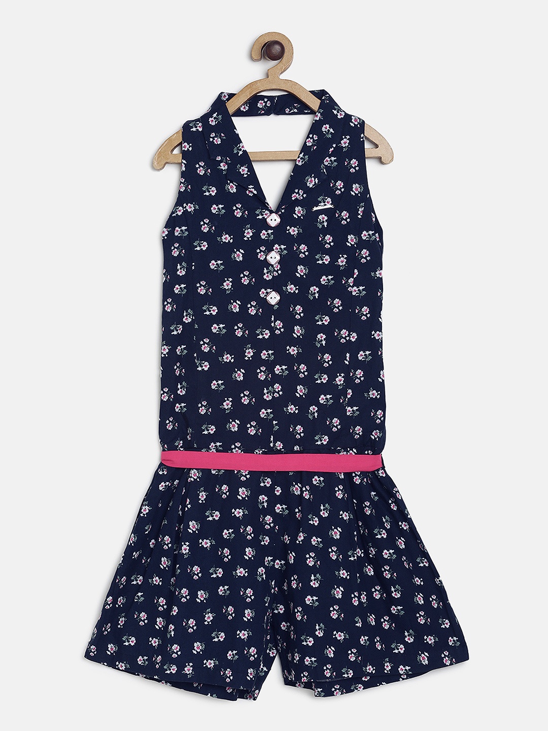 

Peppermint Girls Navy Blue Printed Playsuit