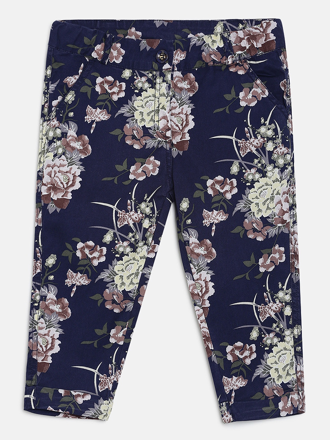 

Peppermint Girls Blue & Green Printed Regular Fit Capris