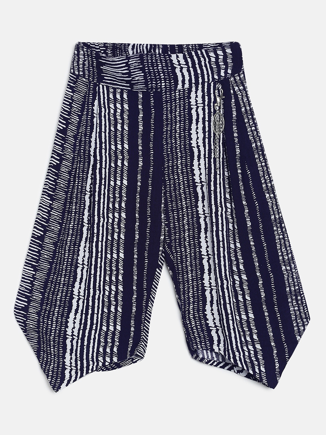 

Peppermint Girls Navy Blue & Off-White Printed Geometric Hem Palazzos