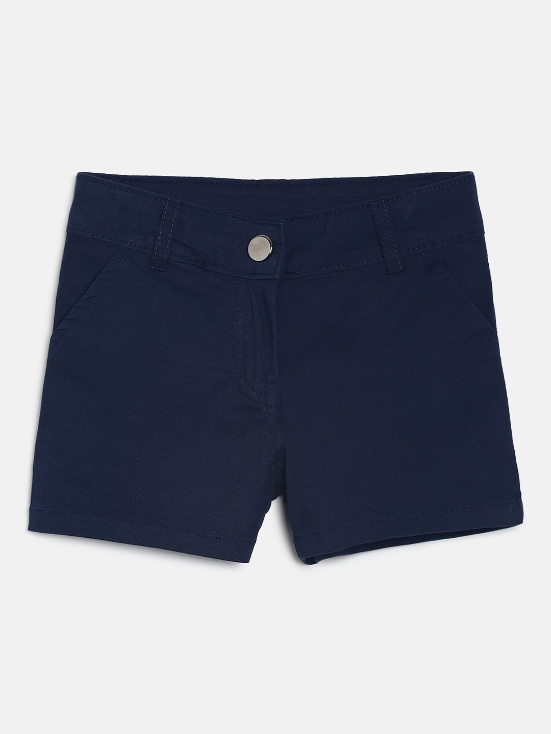 

Peppermint Girls Navy Blue Solid Regular Shorts