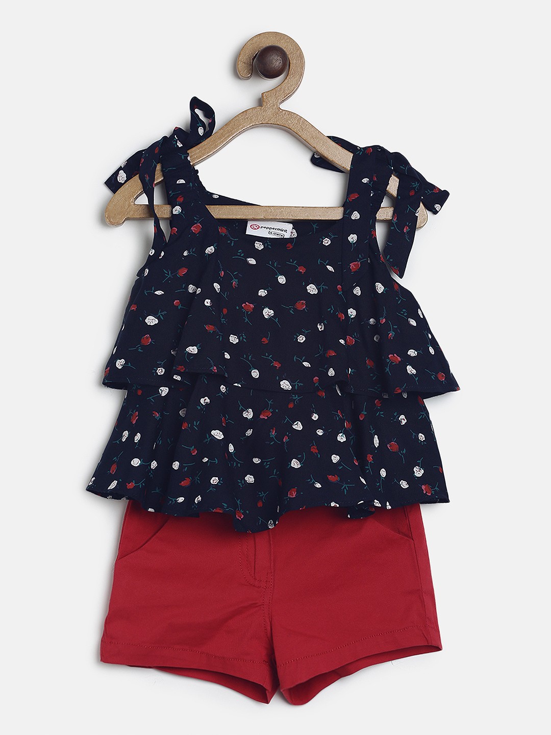 

Peppermint Girls Navy Blue & Red Printed Top with Shorts
