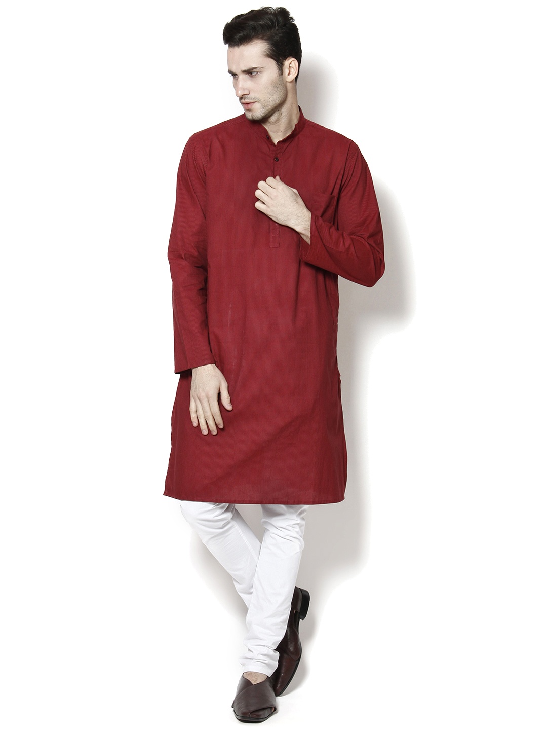 

even Red Striped Kurta