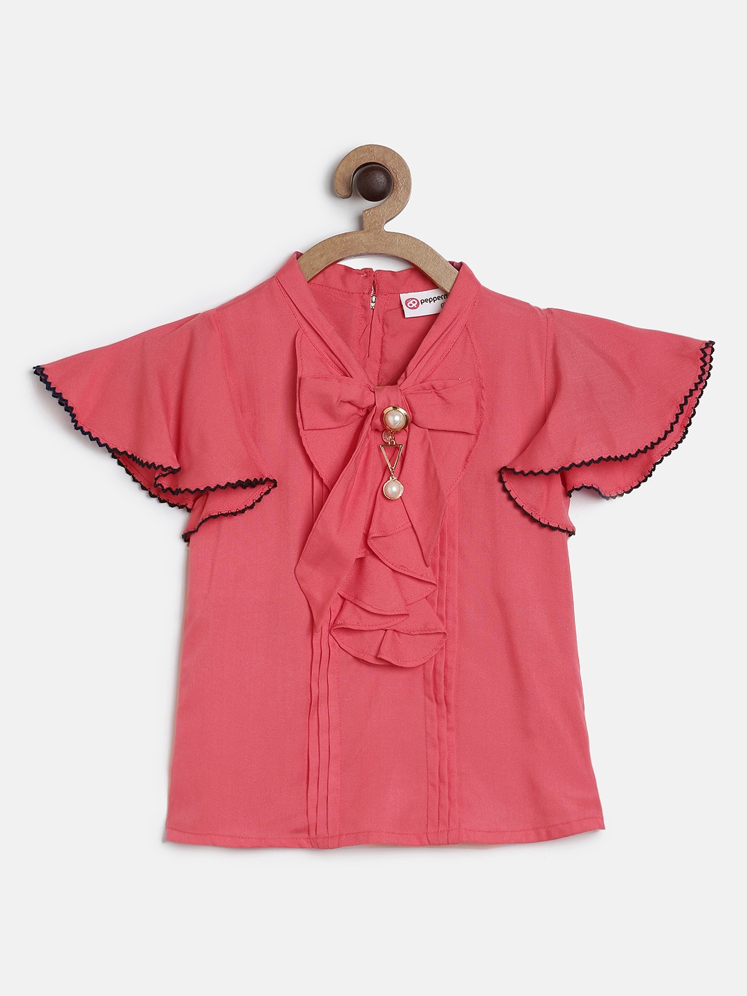 

Peppermint Girls Peach-Coloured Solid Top