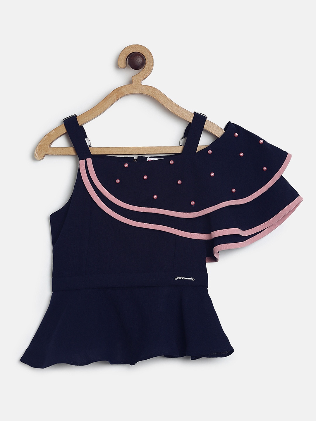 

Peppermint Girls Navy Blue Embellished Regular Top