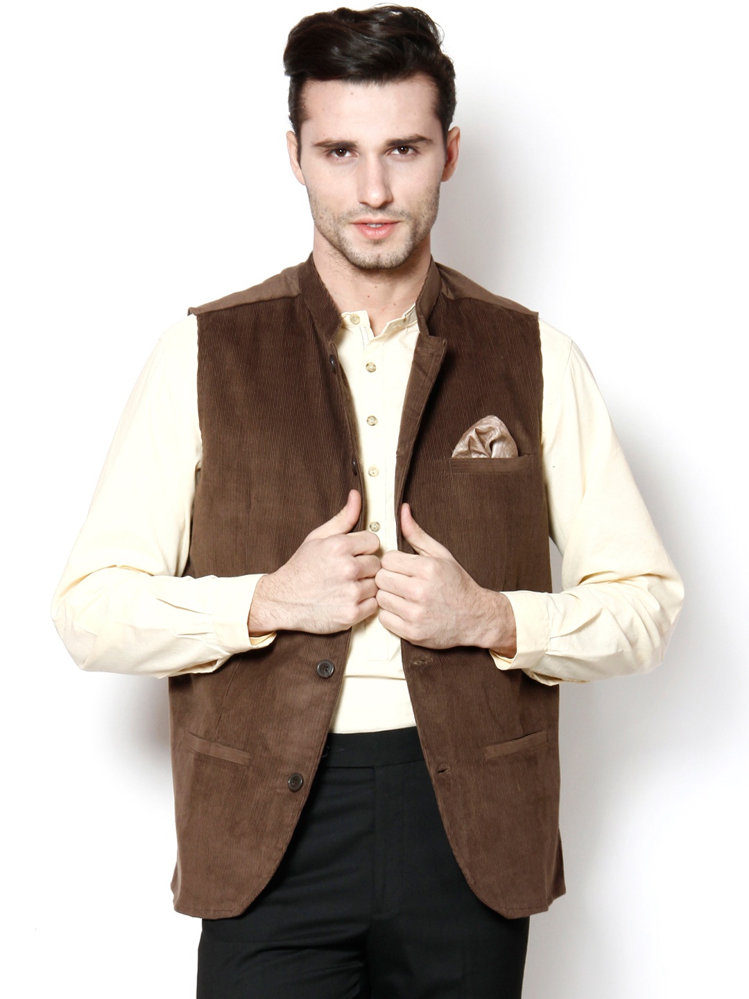 

even Brown Slim Fit Nehru Jacket