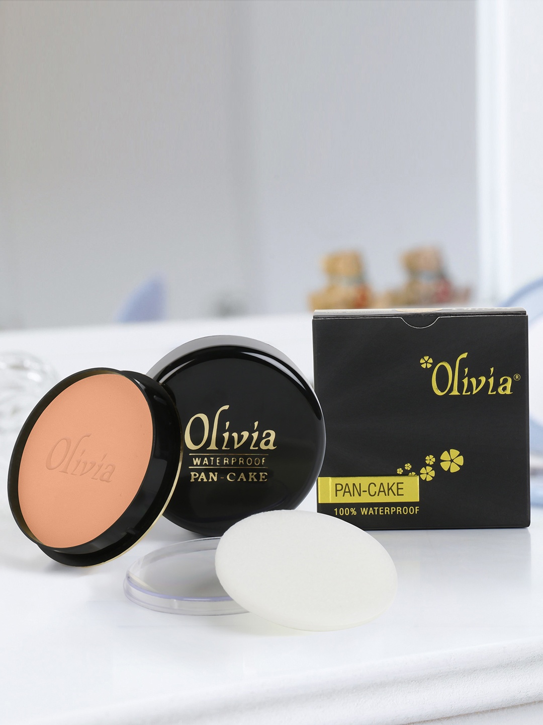 

Olivia Pack of 3 100% Waterproof Pan Cake Almond Dust Makeup Concealer 25g, Brown