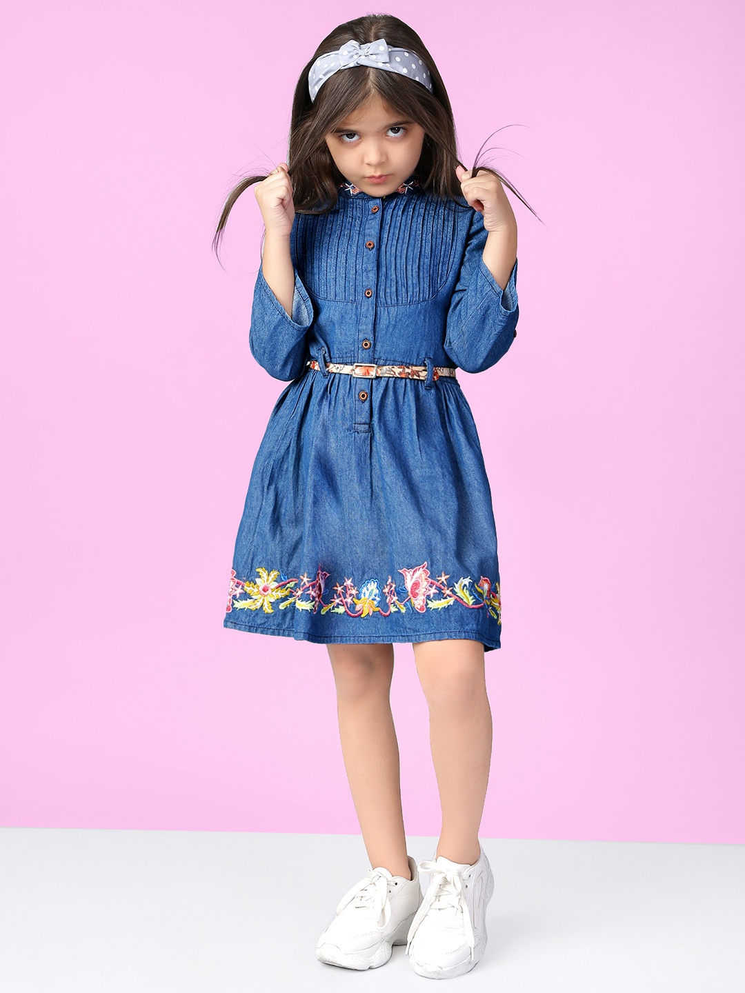 

Naughty Ninos Girls Blue Denim Shirt Dress