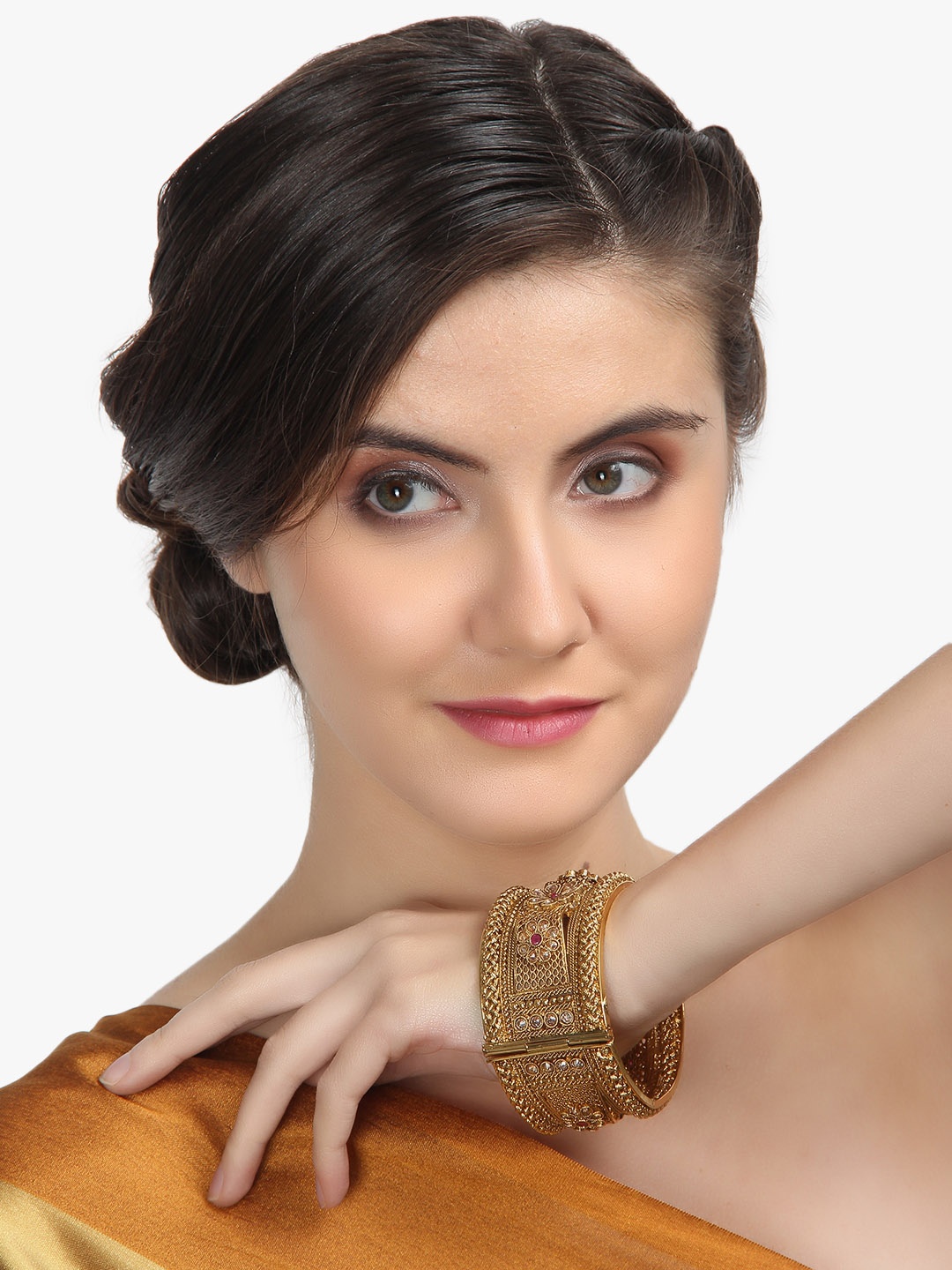 

Adwitiya Collection Set of 2 24K Gold-Plated Embellished Handcrafted Designed Bangles