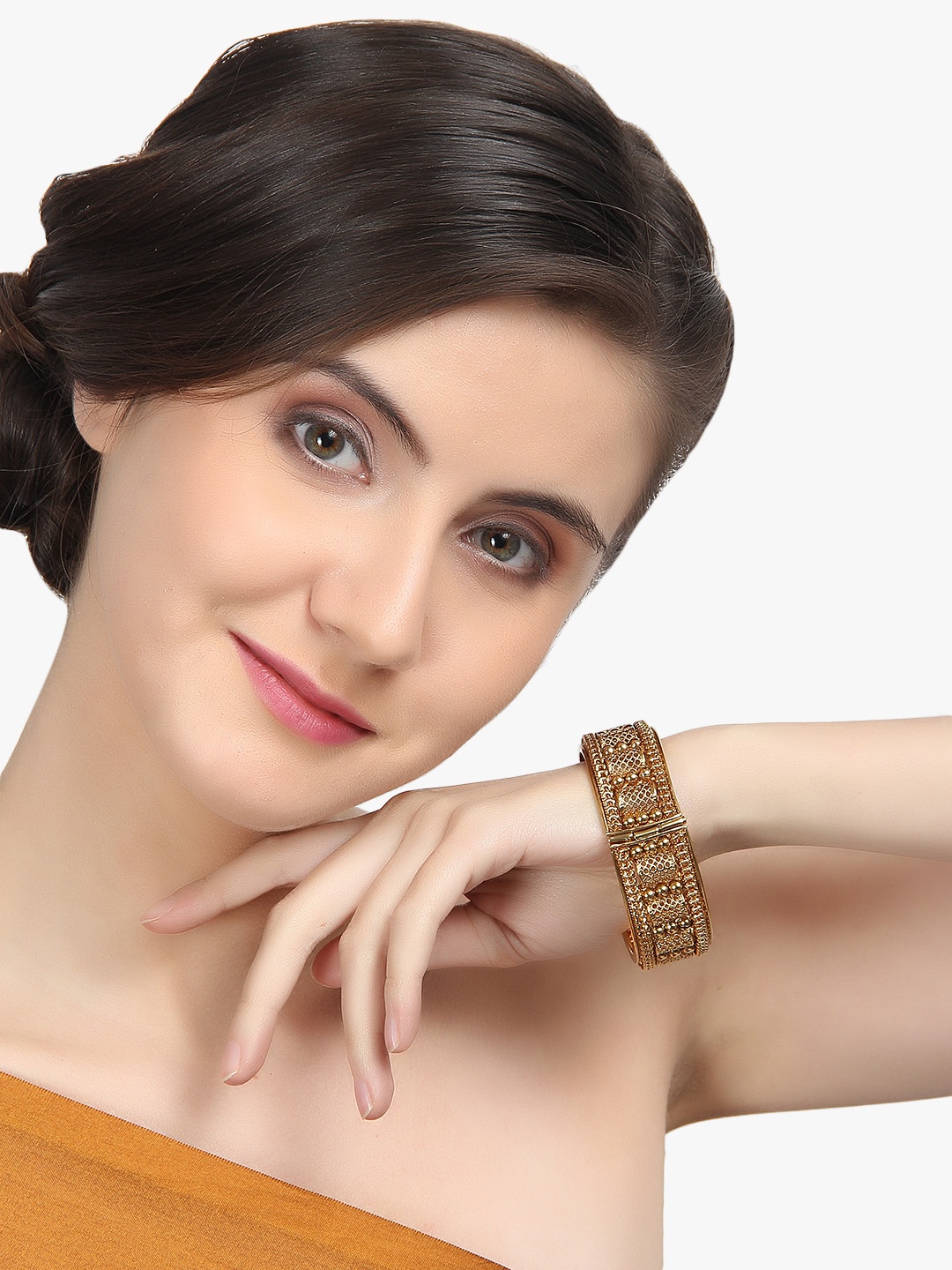 

Adwitiya Collection Set of 2 24K Gold-Plated Embellished Handcrafted Designed Bangles