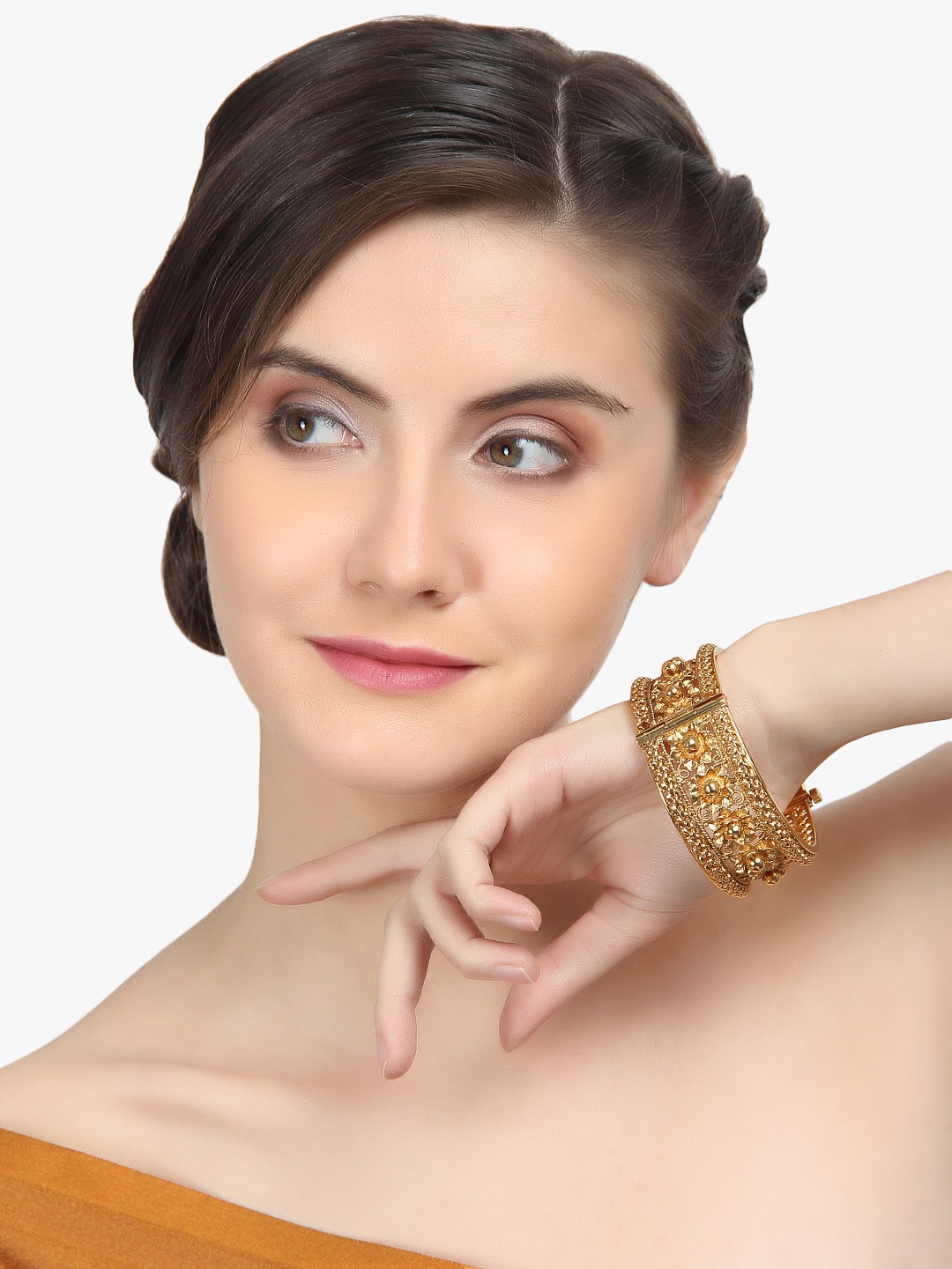

Adwitiya Collection Set of 2 24K Gold-Plated Embellished Handcrafted Designed Bangles