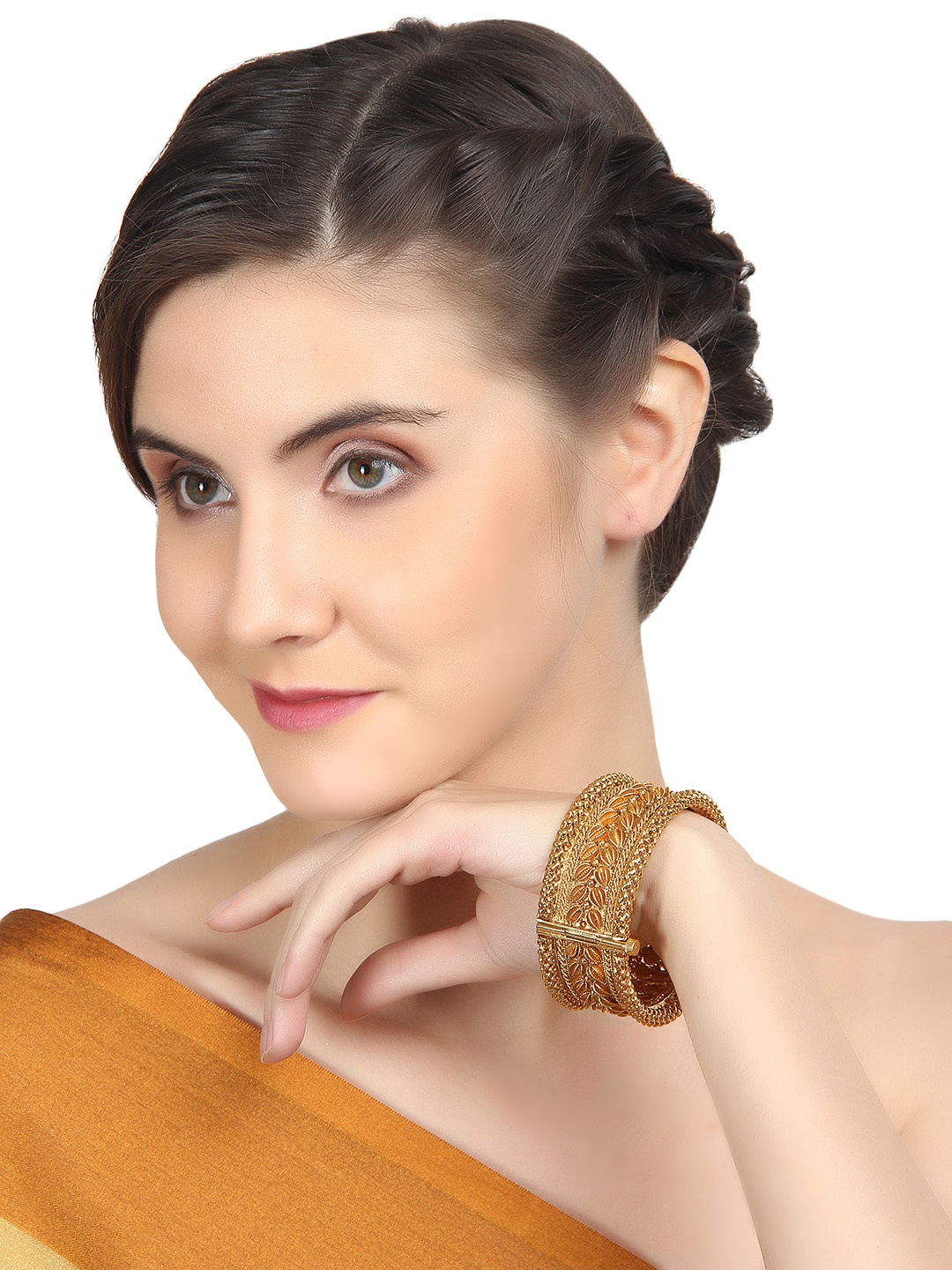 

Adwitiya Collection Set of 2 24K Gold-Plated Embellished Handcrafted Designer Bangles