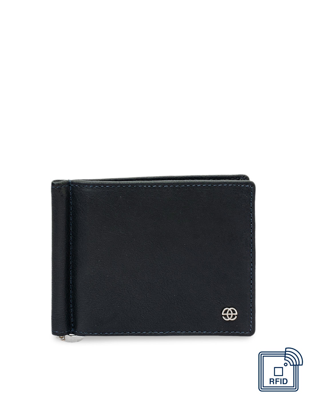 

Eske Men Navy Blue Solid Leather Money Clip