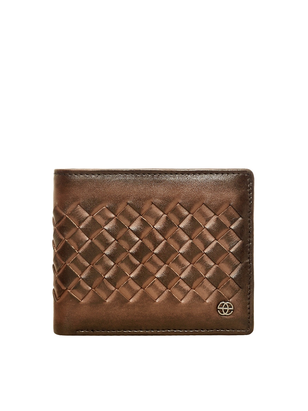 

Eske Men Brown Textured Leather Two Fold Wallet