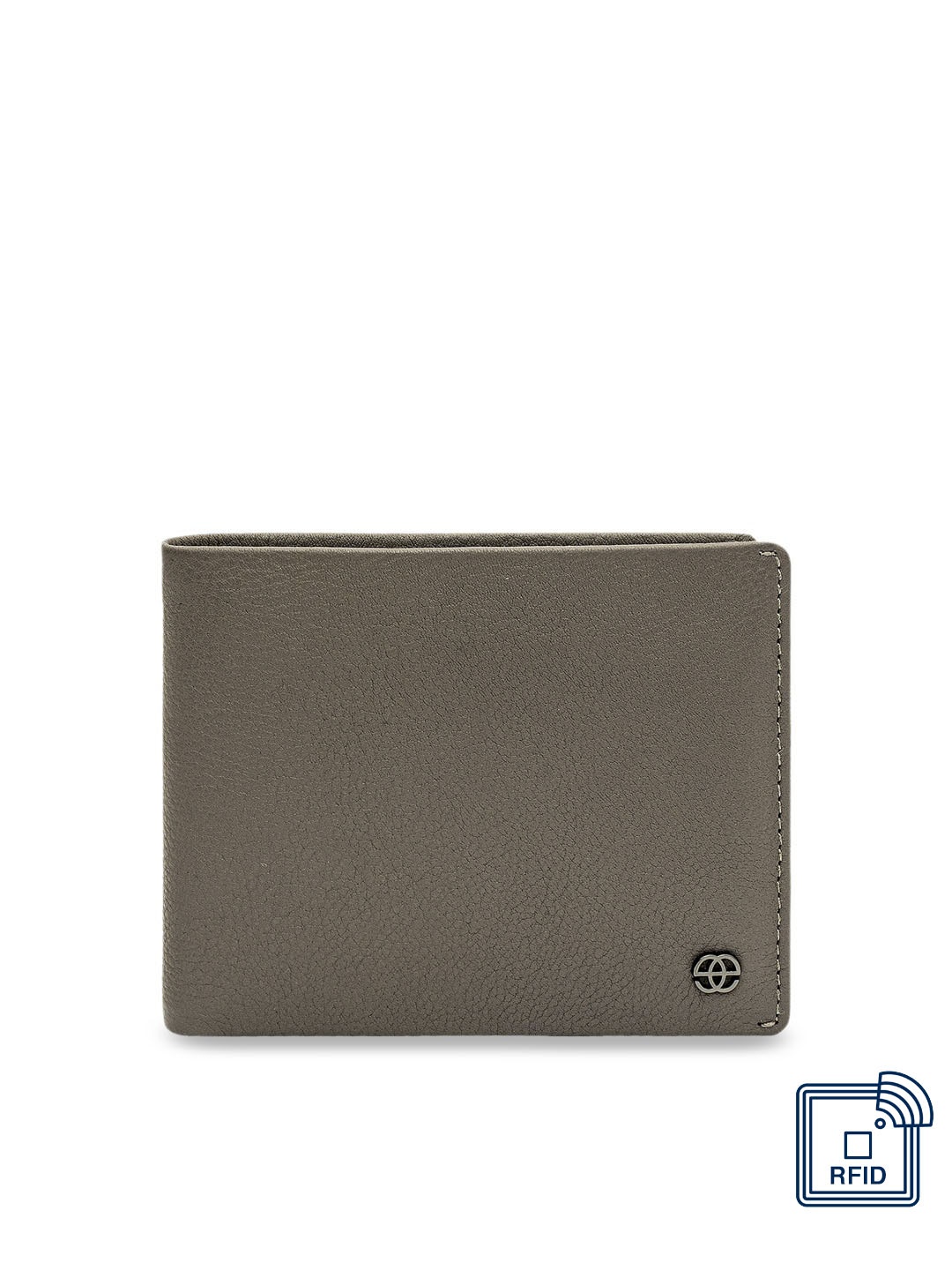 Eske Men Grey Solid Leather Two Fold Wallet