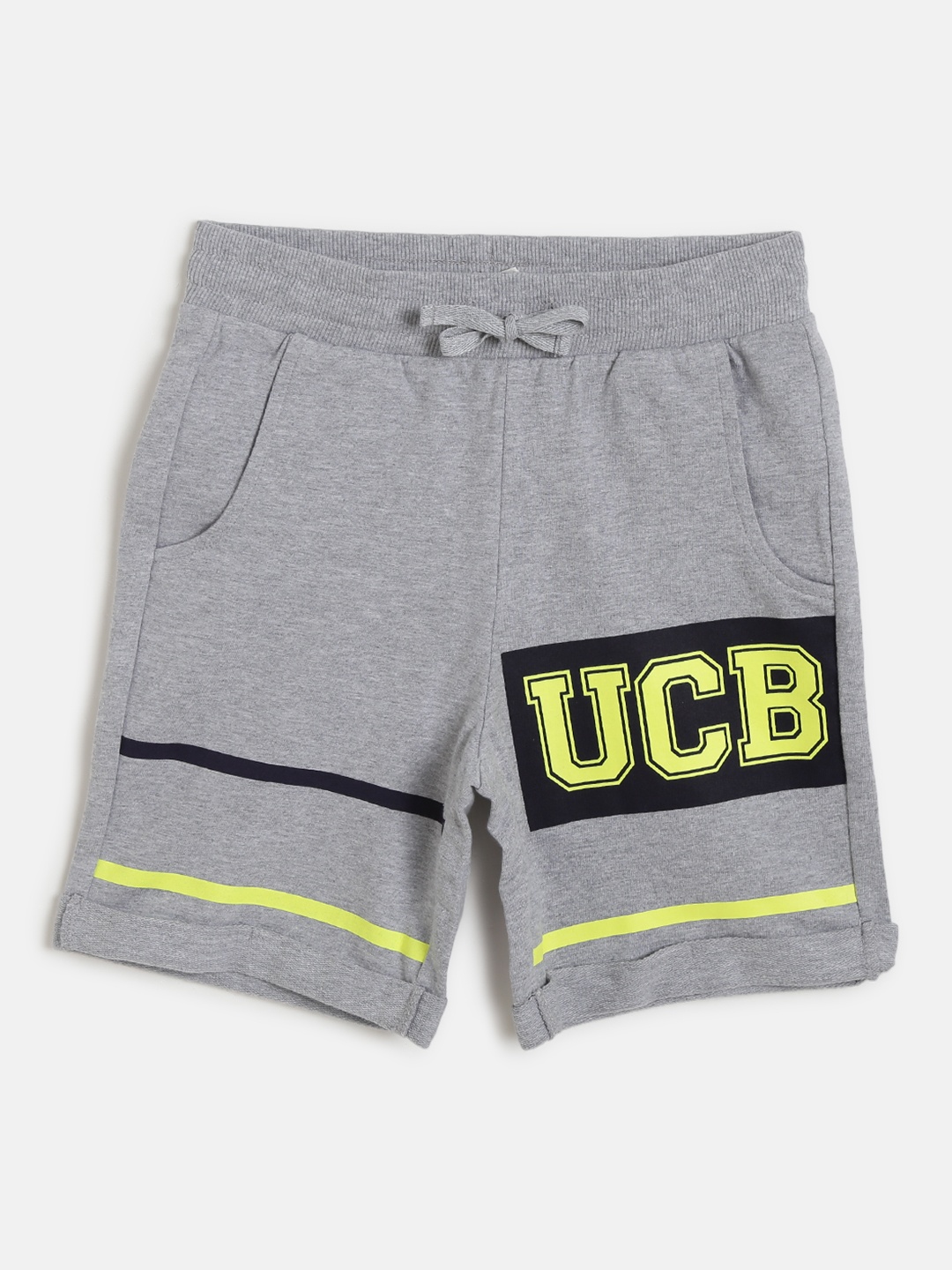 

United Colors of Benetton Boys Grey Melange Printed Solid Regular Fit Shorts
