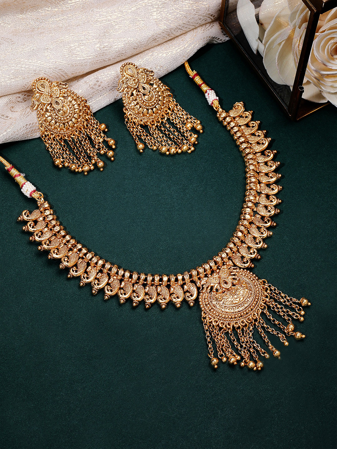 

Rubans Gold-Plated Handcrafted Temple Jewellery Set