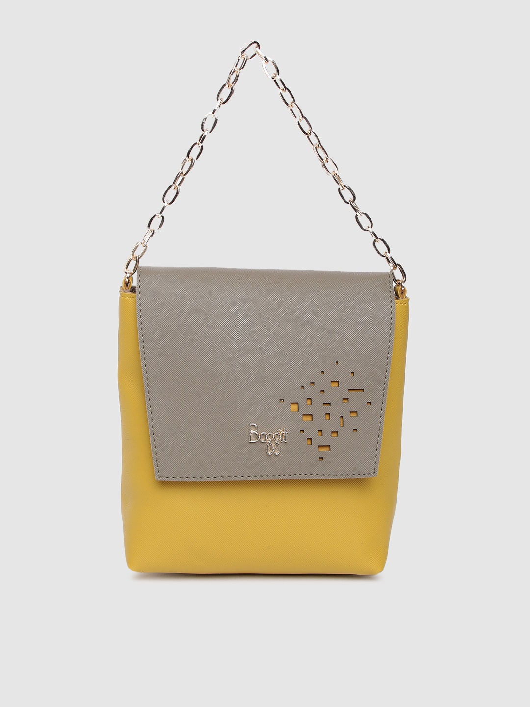 

Baggit Yellow & Grey Colourblocked Satchel