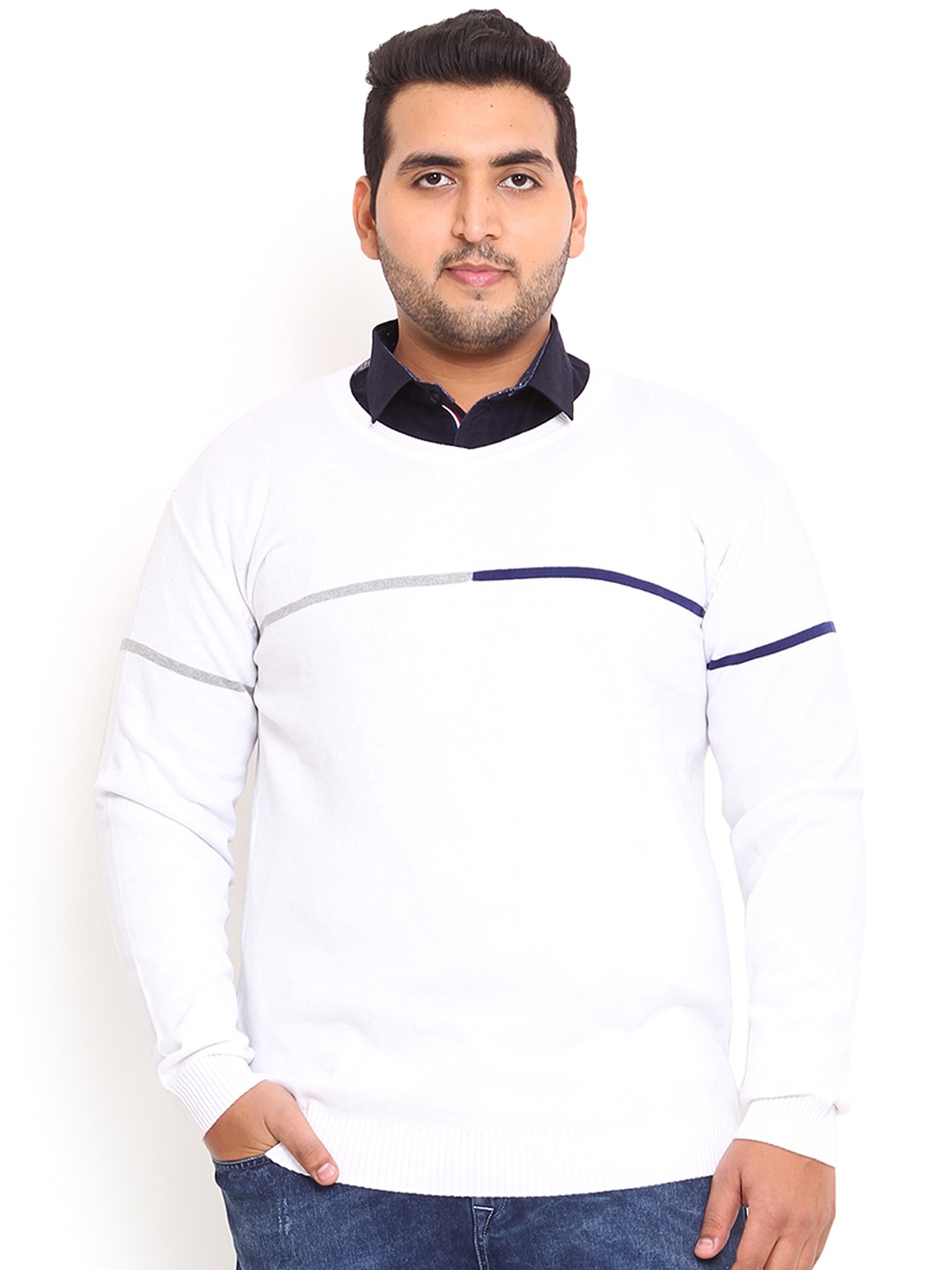 

John Pride Plus Size White Sweater