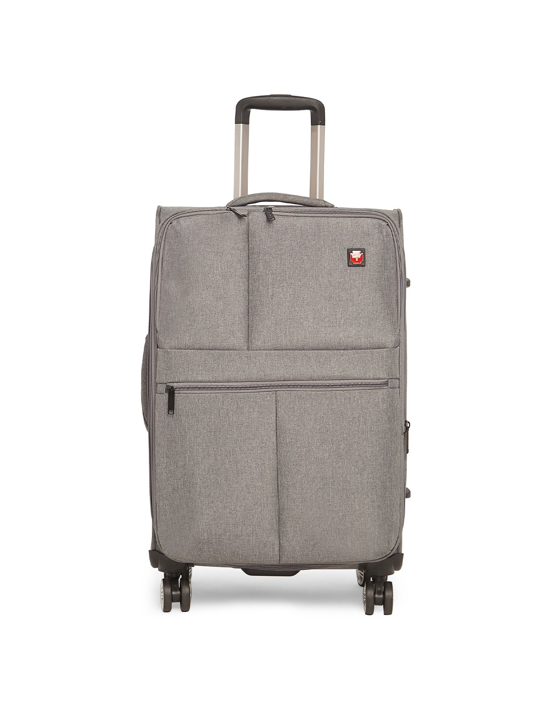 

SWISS BRAND Solid Vevey 360-Degree Rotation Soft-Sided Medium Trolley Suitcase, Grey