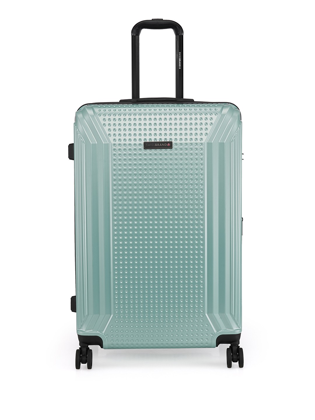 

SWISS BRAND Unisex Green Textured VERNIER 360-Degree Rotation Hard-Sided Large Trolley Suitcase