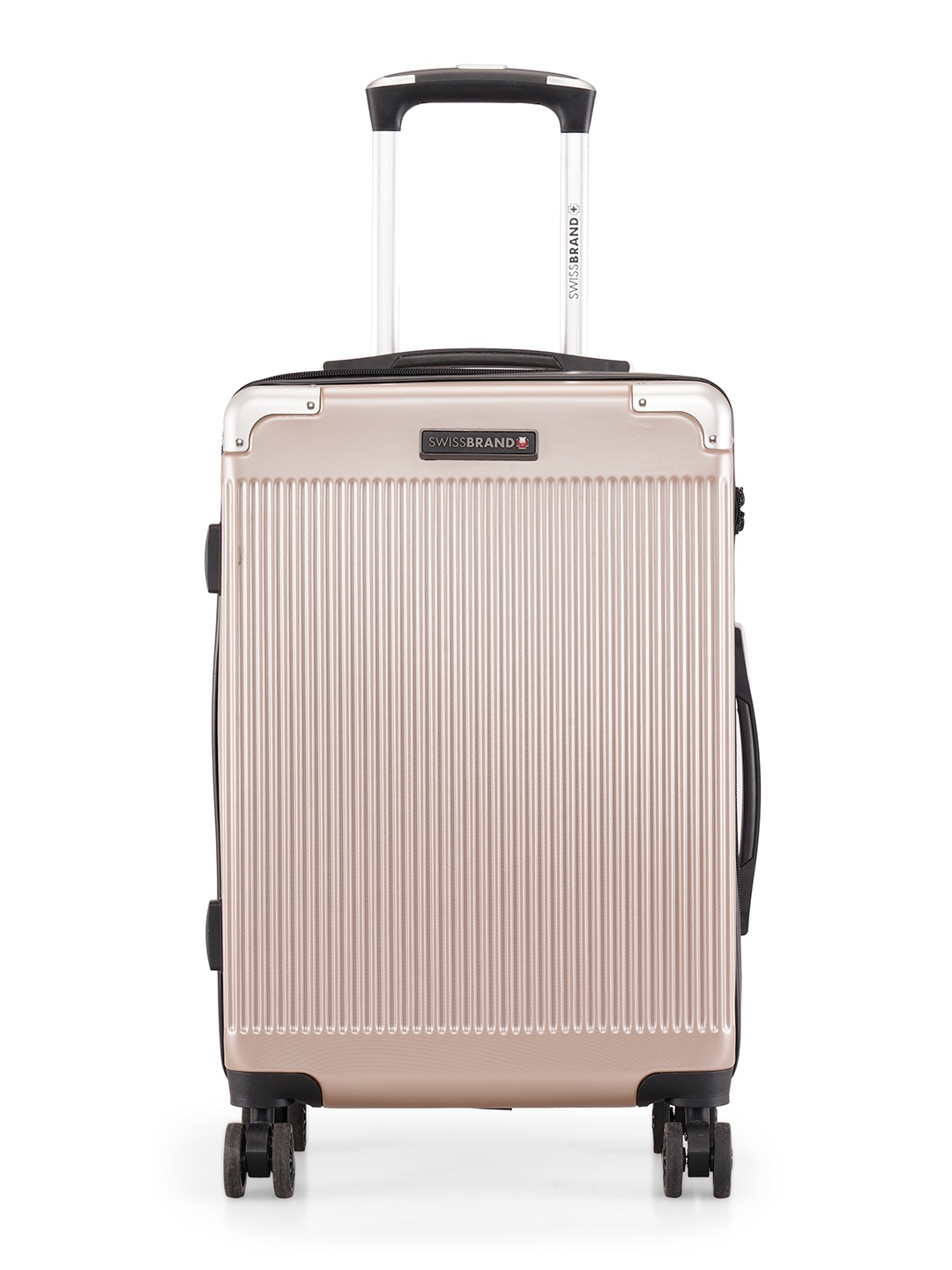 

SWISS BRAND Unisex Gold-Toned Textured GENEVE Hard-Sided Cabin Trolley Suitcase