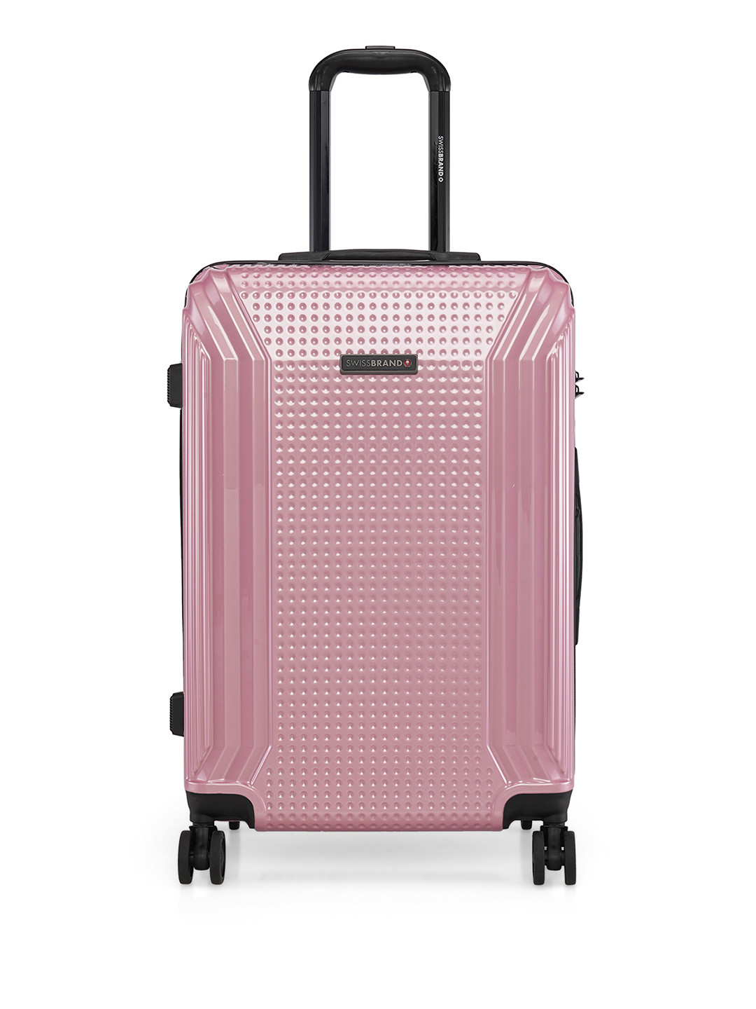 

SWISS BRAND Rose Gold-Toned Textured VERNIER Hard-Sided Medium Trolley Suitcase