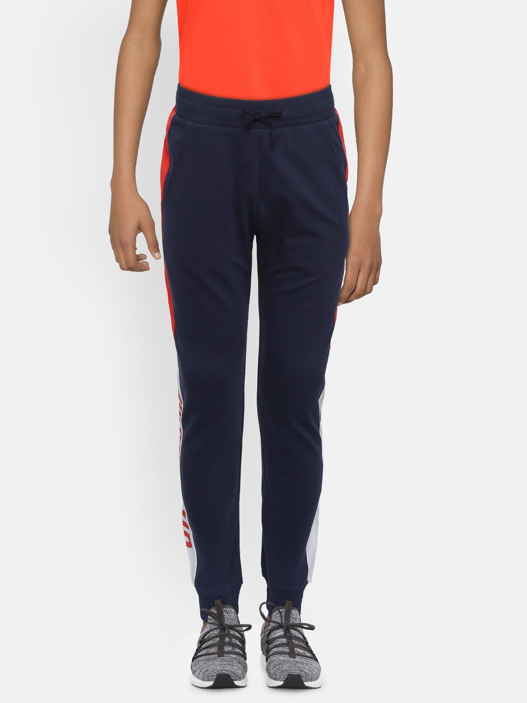 

United Colors of Benetton Boys Navy Blue & Red Colourblocked Detail Joggers