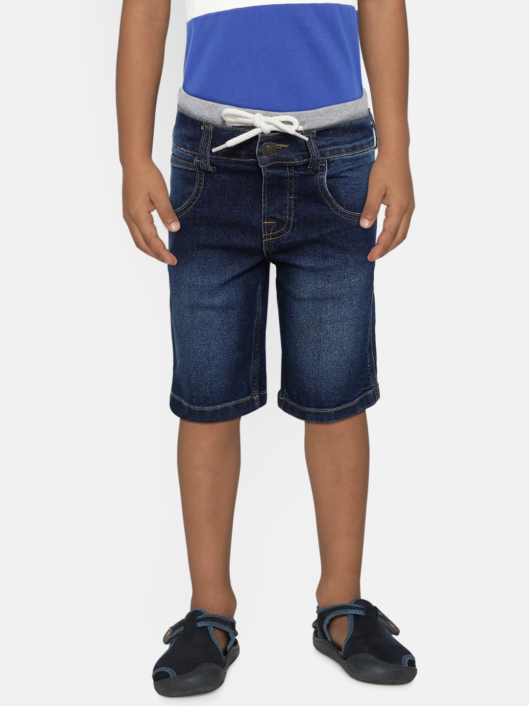 

United Colors of Benetton Boys Navy Blue Washed Regular Fit Denim Shorts
